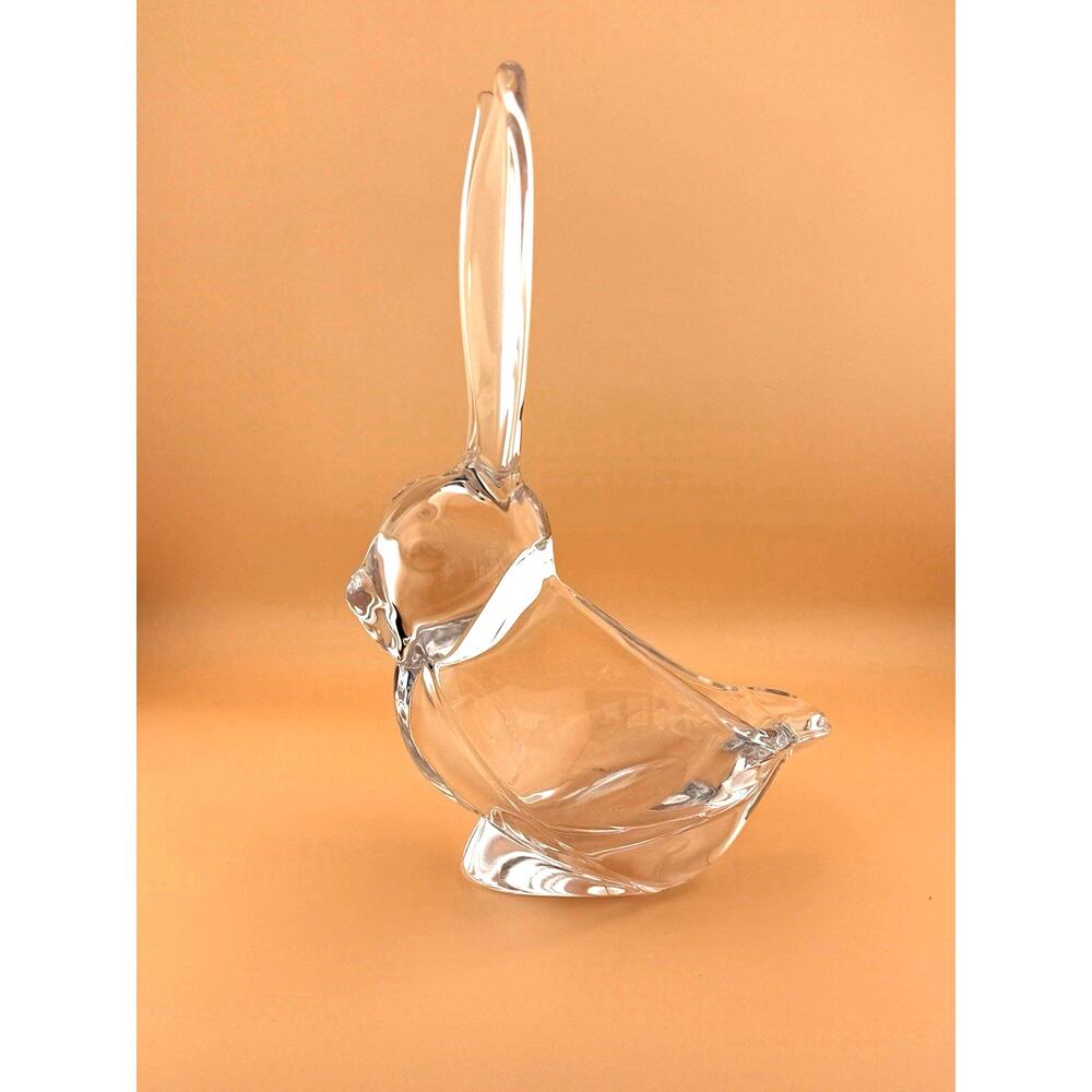 Art Vannes Le Chatel Crystal Bunny Dish MCM 8" Tall France